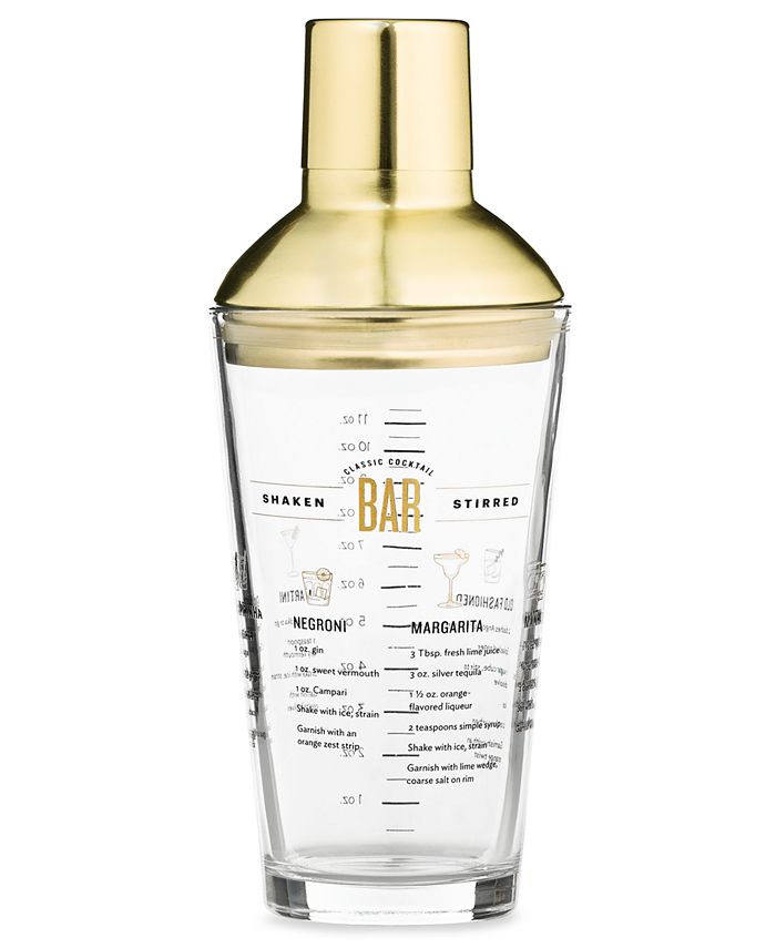 Martha Stewart Collection CLOSEOUT! Recipe Cocktail Shaker with Gold