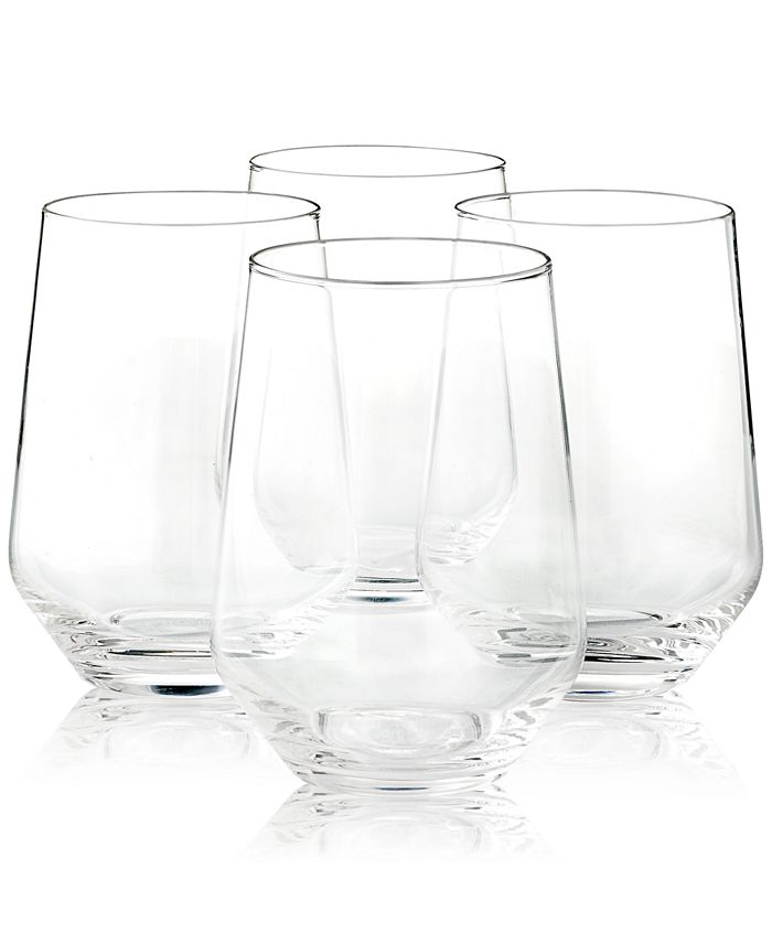 Harvard Stemless Wine Glasses - Set of 4 Made in the USA for M.LaHart & Co.