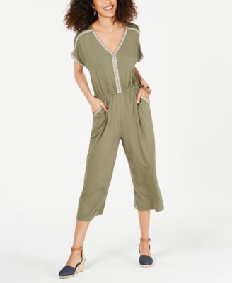 Style & Co - Petite Embroidered Cropped Jumpsuit
