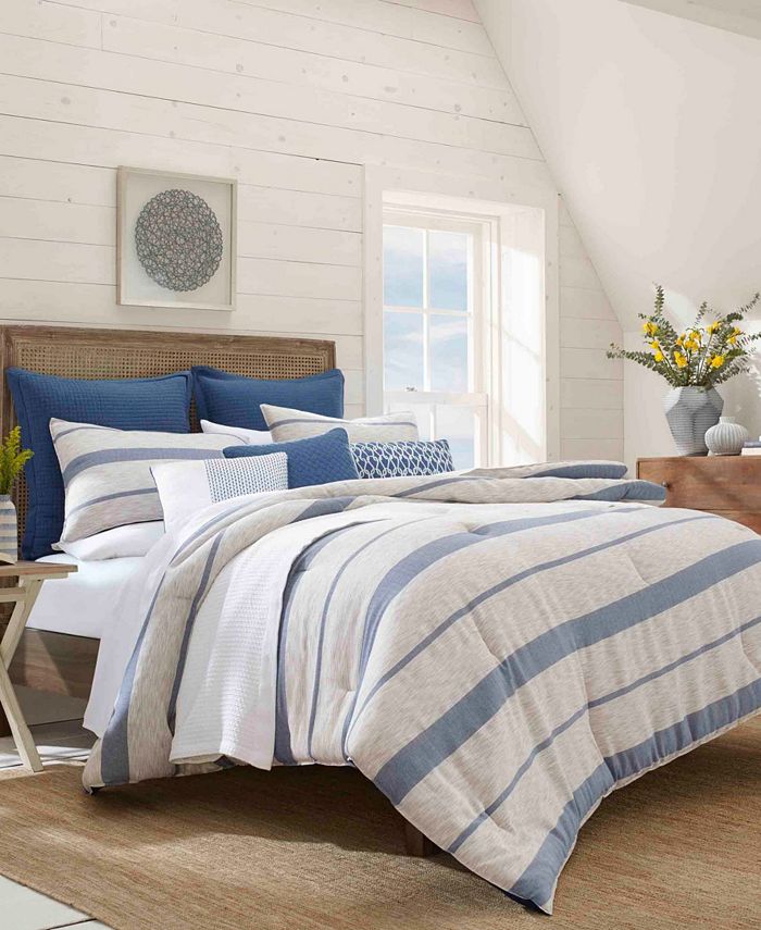 Nautica Queen Duvet Cover Set - Navy Reversible Microfiber Bedding With Shams, Soft & Lightweight - View #3
