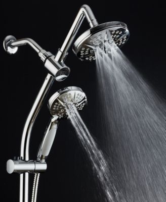 HotelSpa Adjustable Drill-Free Slide Bar with 48-setting Shower Head Combo and Height Extension Arm