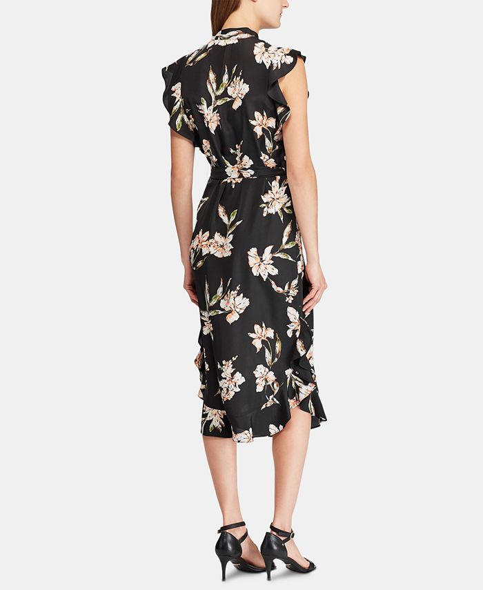 Lauren Ralph Lauren Floral-Print Ruffled-Hem Crepe Dress - Macy's