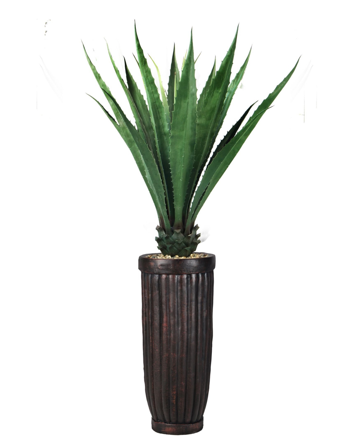 Artificial Faux Real Touch 69" Tall Agave Plant And Fiberstone Planter - Bronze