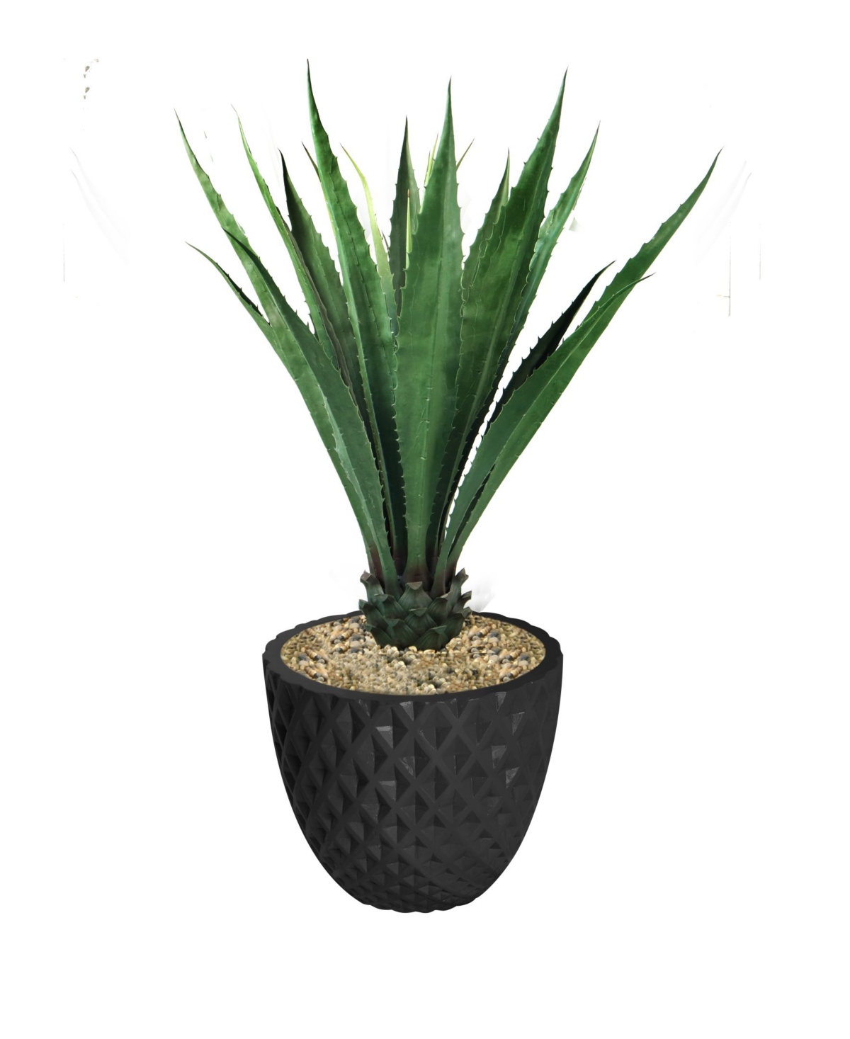 Artificial Faux Real Touch 53.6" Tall Agave Plant And Fiberstone Planter - Black