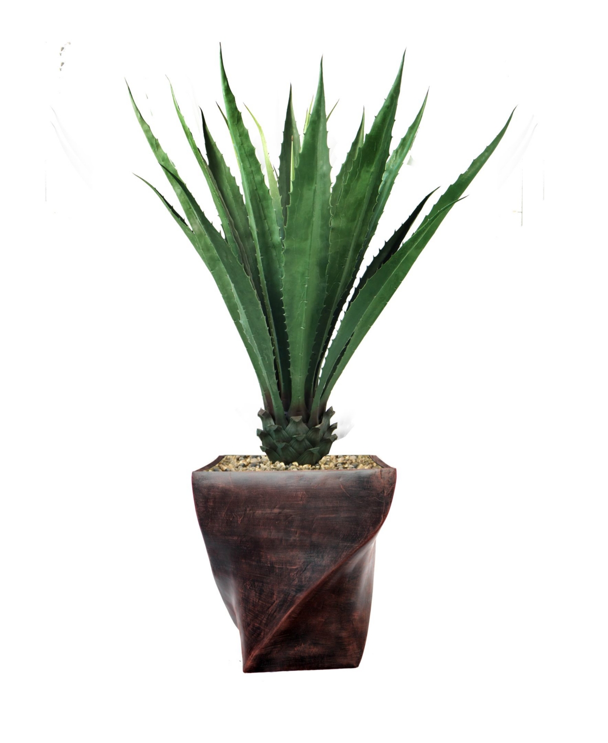 Artificial Faux Real Touch 57.5" Tall Agave Plant And Fiberstone Planter - Bronze