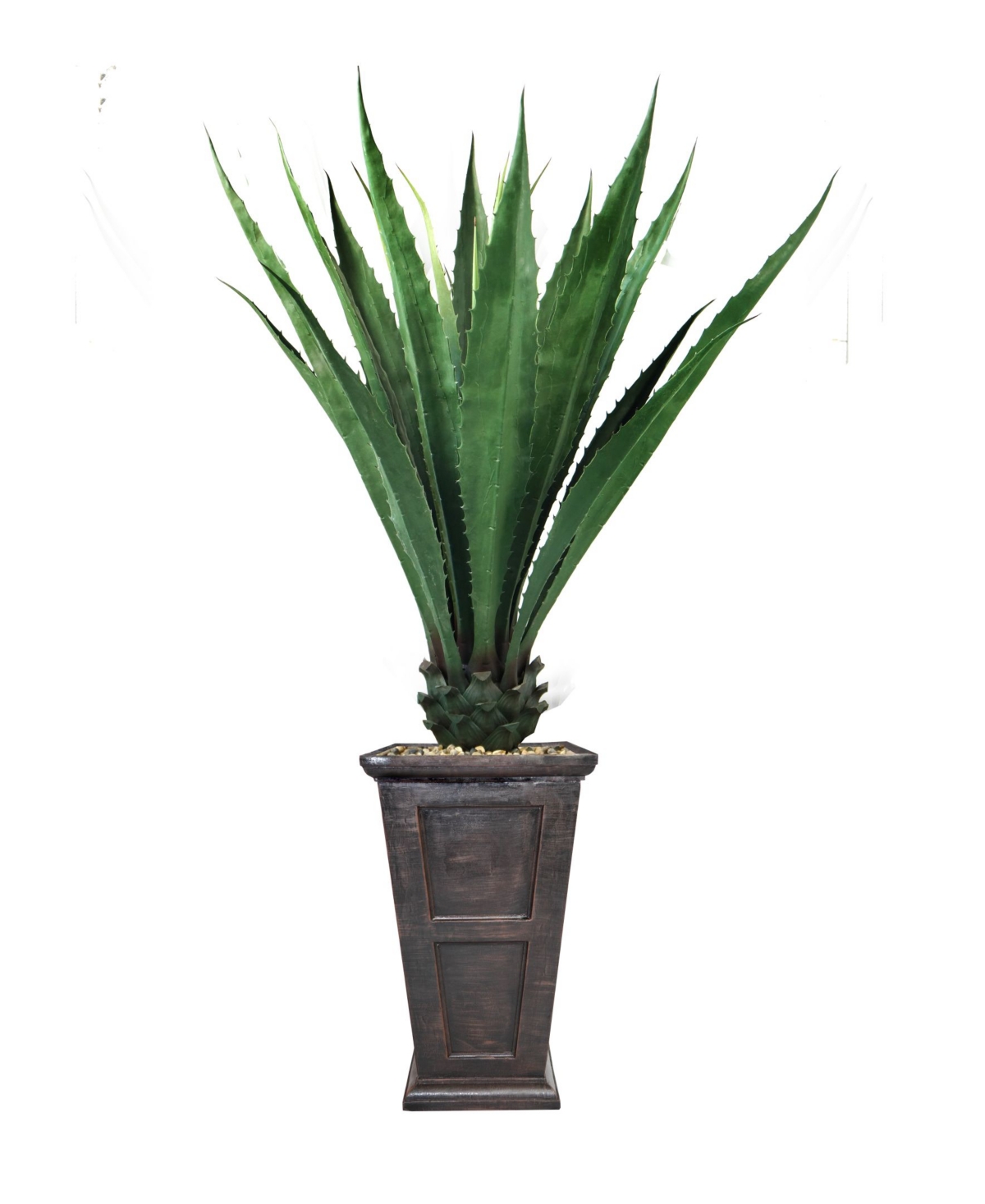 Artificial Faux Real Touch 67" Tall Agave Plant And Fiberstone Planter - Bronze