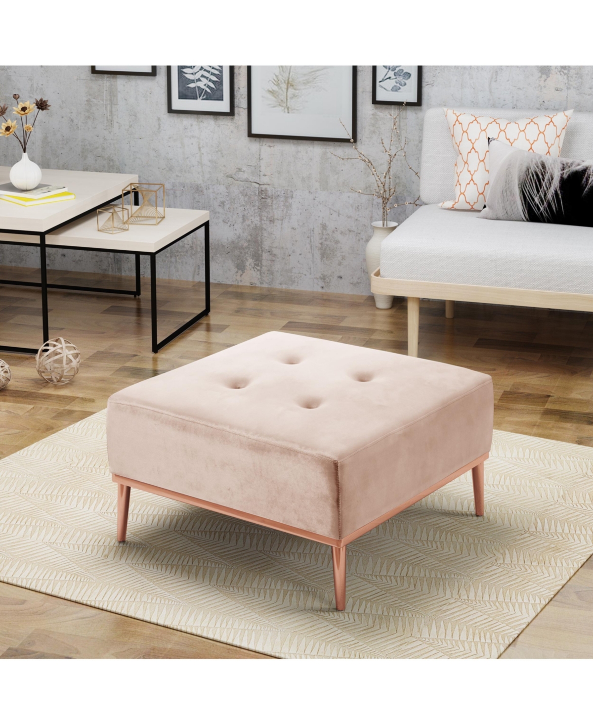 Shop Noble House Amman Ottoman In Champagne