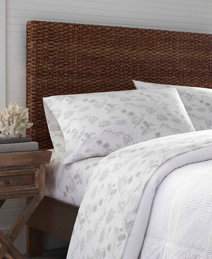 Tommy Bahama Home Tommy Bahama Vintage Map Grey Sheet Set, Twin