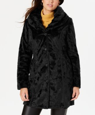 reversible faux fur hooded coat