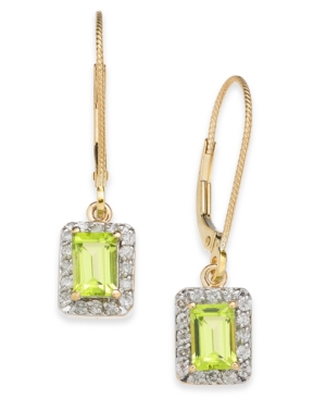 image of Peridot (1-1/3 ct. t.w.) & Diamond (1/3 ct. t.w.) Drop Earrings in 14k Gold