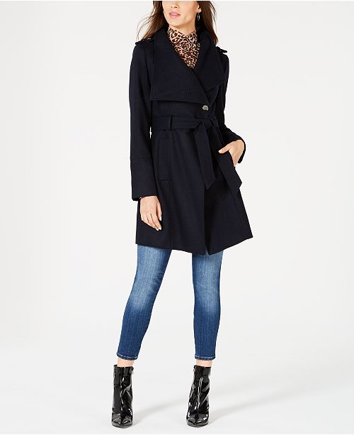 Guess Asymmetrical Belted Wrap Coat Created For Macy S Reviews