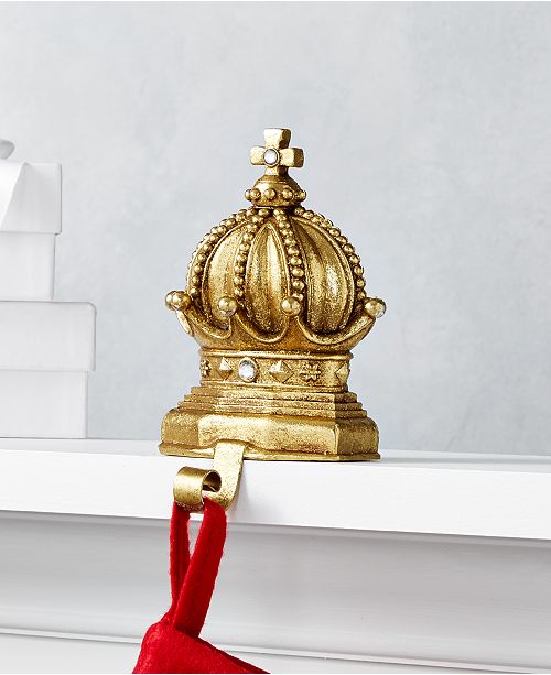 Holiday Lane Midnight Blue Gold Crown Stocking Holder Created