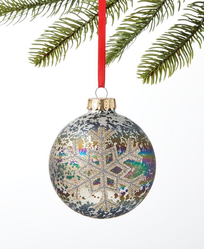 Holiday Lane Spotted Owl Snowflake Ball Ornament, Created for Macy's