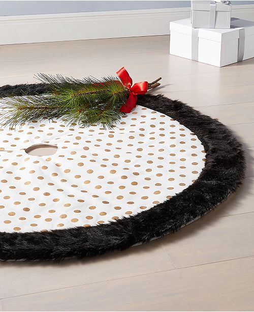 Holiday Lane Black White Gold Dot Tree Skirt Created For Macy S Reviews All Holiday Lane Home Macy S