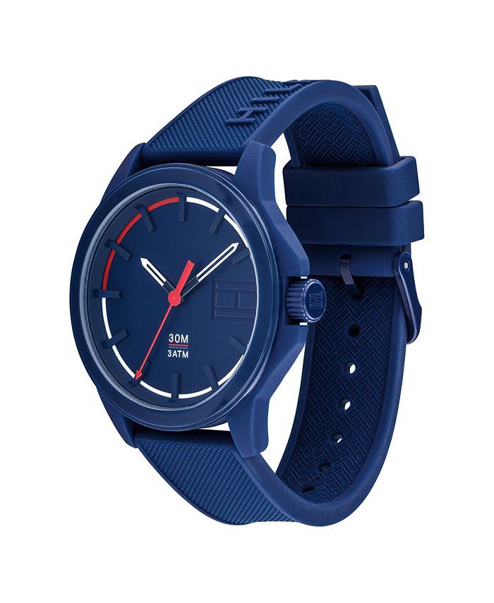 Tommy Hilfiger Mens Blue Silicone Strap Watch 42mm - Macy's