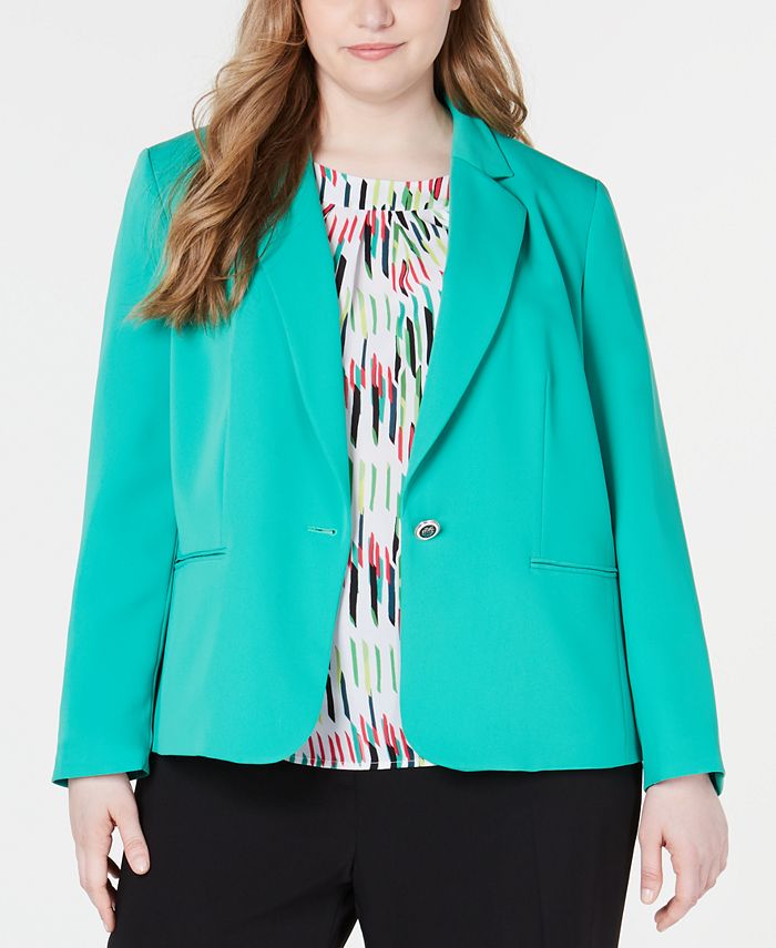 Bar III Trendy Plus Size One-Button Jacket, Created for Macy's ...