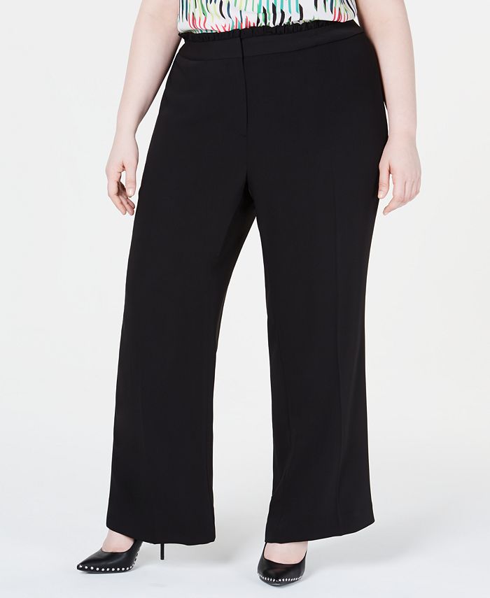 Bar III Trendy Plus Size Ruffle-Waist Pants, Created for Macy's - Macy's