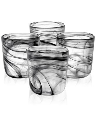 The Cellar - Black Swirl Double Old-Fashioned Glasses, Set of 4