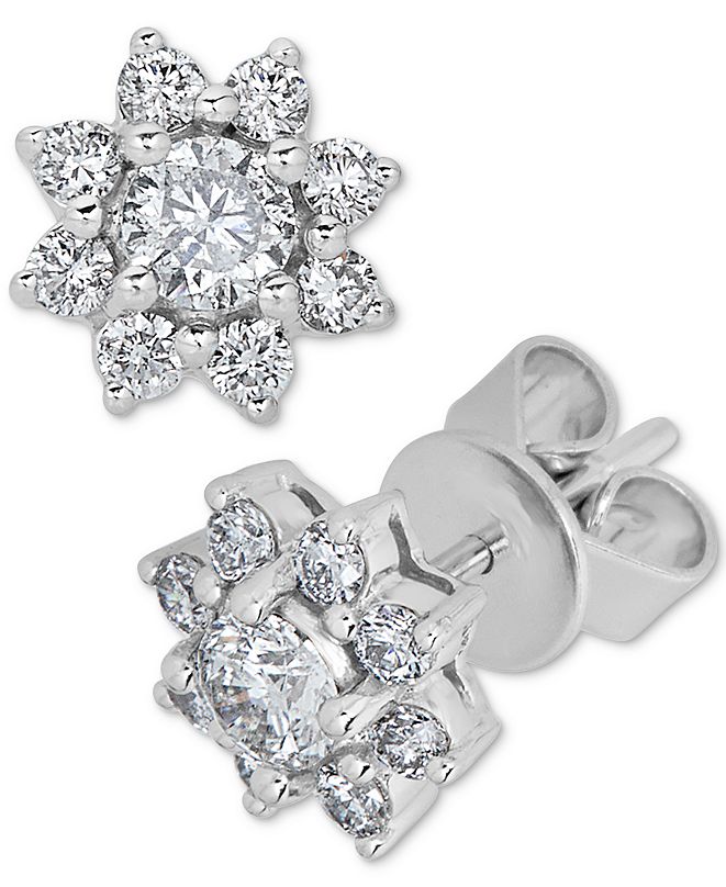 Macy's Diamond Flower Stud Earrings (3/4 ct. t.w.) in 14k White Gold