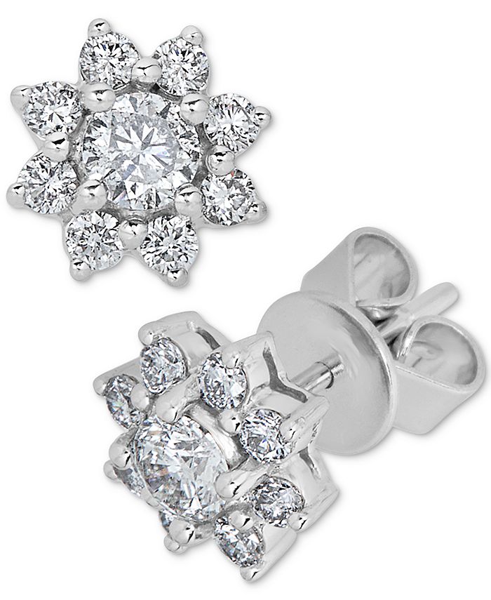 Macy's - Diamond Flower Stud Earrings (3/4 ct. t.w.) in 14k White Gold