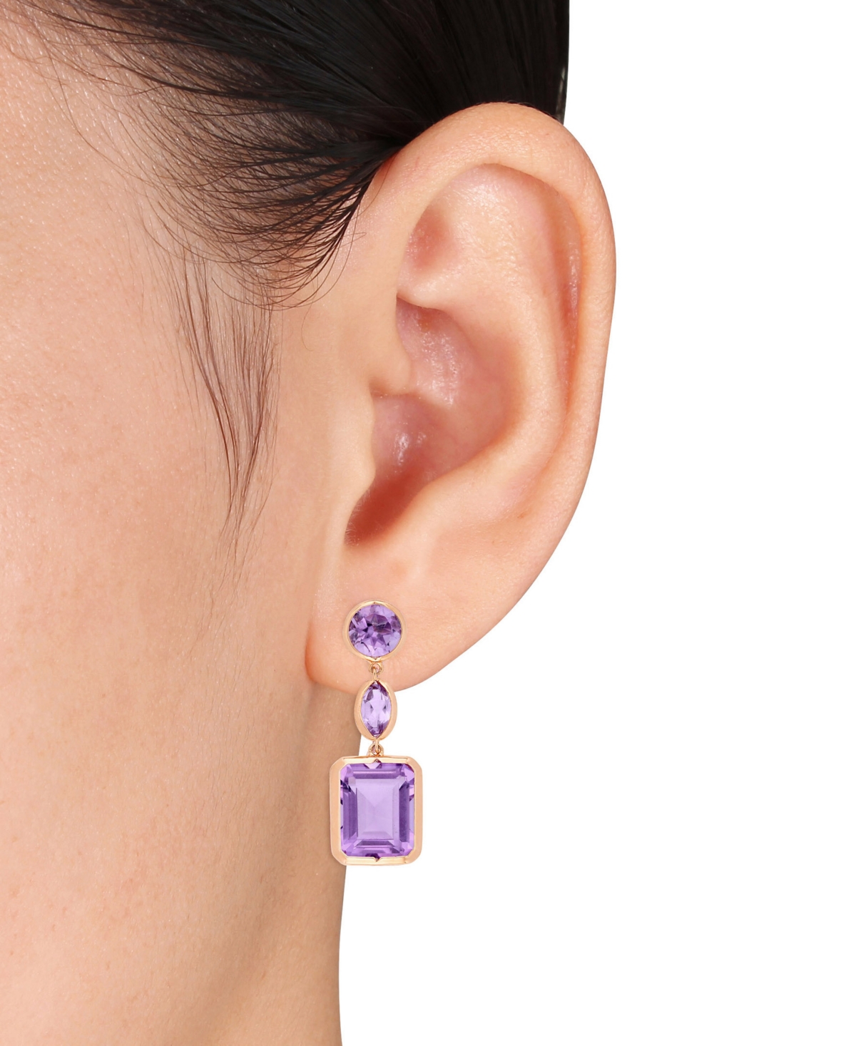 Macy's Pink Amethyst (11-1/2 Ct. T.w.) Link Earrings In 18k Rose Gold Over Sterling Silver In Pink Amethyst