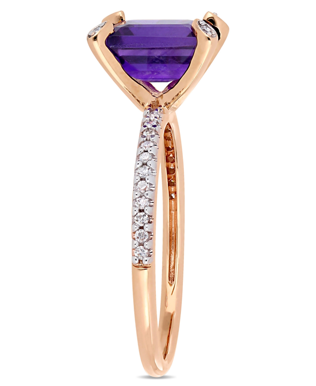 Macy's Amethyst (1-1/2 Ct.t.w.) And Diamond (1/10 Ct.t.w.) Ring In 10k Rose Gold In Amethyst