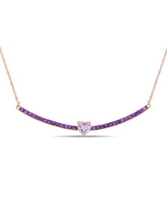 Macy's - Amethyst (1-1/10 ct. t.w.) Heart Bar 17" Necklace in 10k Rose Gold(Also Available In Blue Topaz)