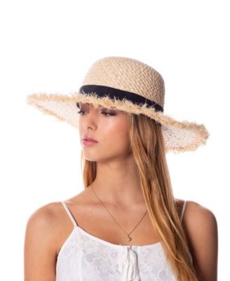 Raffia Straw Raw Edge Floppy Hat