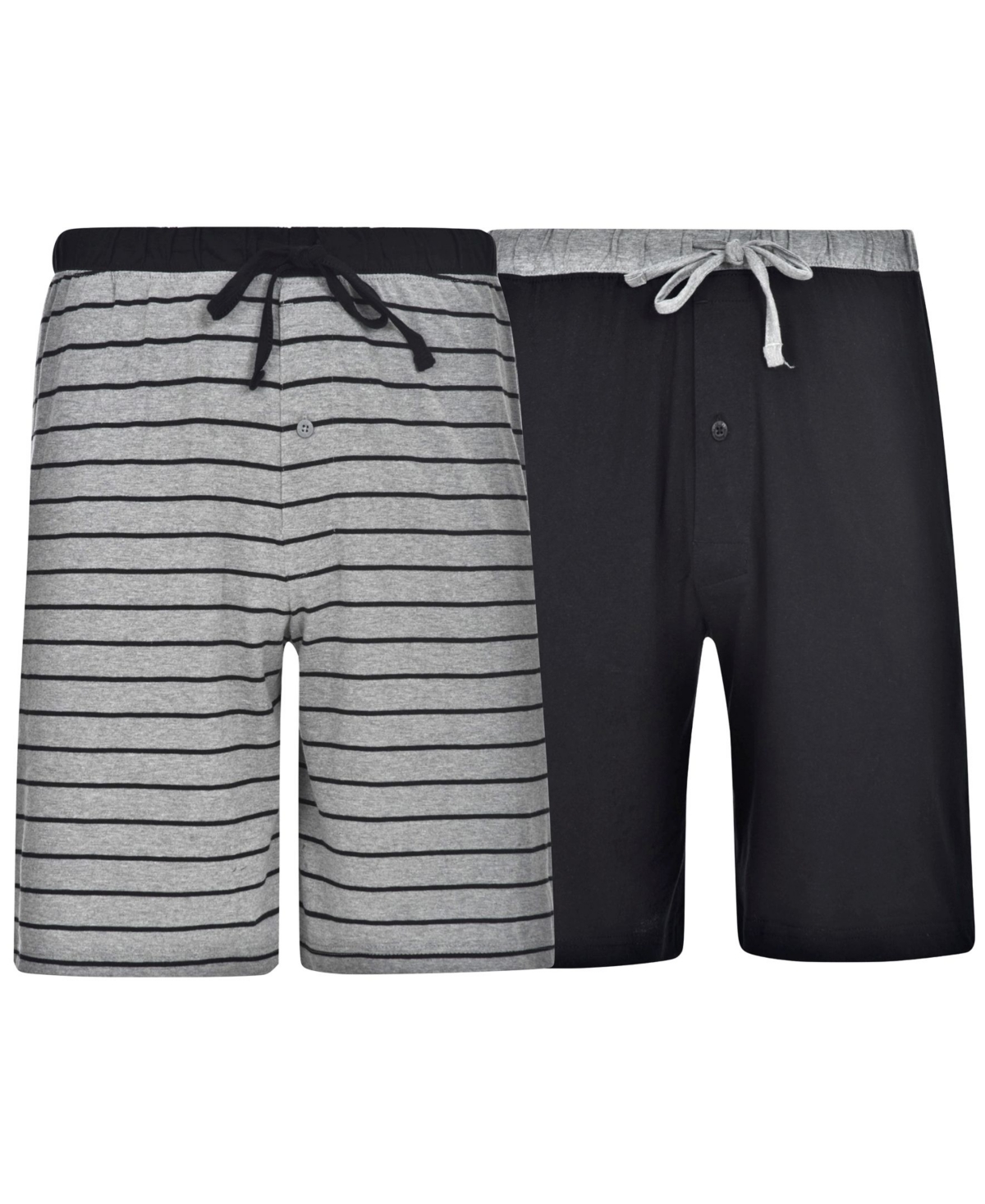 Men's Knit Jam Shorts, Pack of 2 - Black and Grey Stripe/Solid Black