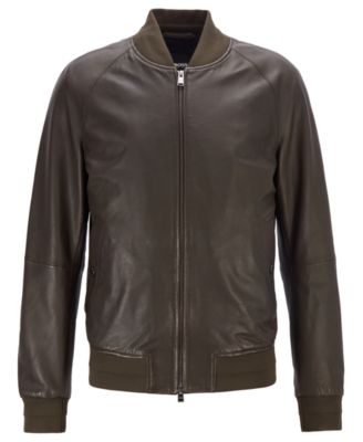 Hugo Boss BOSS Men's Bomber-Style Leather Jacket & Reviews - Hugo Boss ...