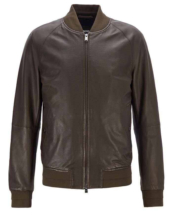 Hugo Boss BOSS Men's Bomber-Style Leather Jacket & Reviews - Hugo Boss ...
