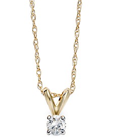 Round-Cut Diamond Pendant Necklace in 10k Yellow or White Gold (1/10 ct. t.w.)