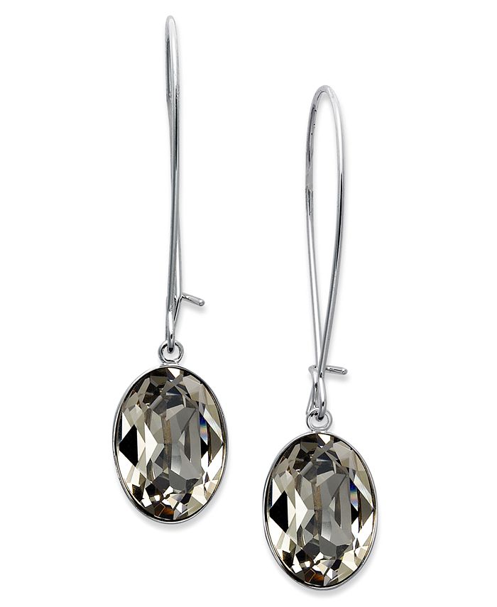Swarovski Earrings, RhodiumPlated Greige Crystal Drop Earrings Macy's