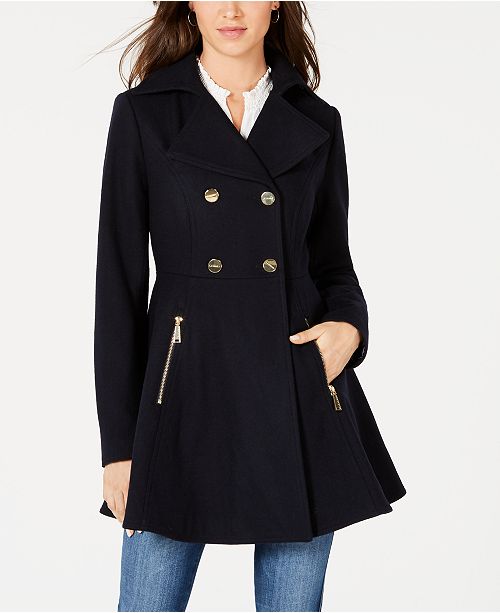 Laundry By Shelli Segal Double Breasted Skirted Peacoat Reviews