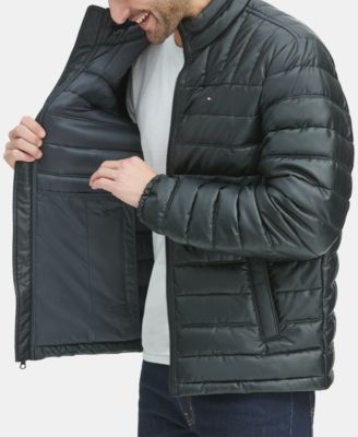 tommy hilfiger leather puffer jacket