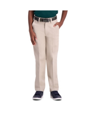 Haggar Husky Boys Premium No Iron Khaki Reg Fit Flat Front Pant