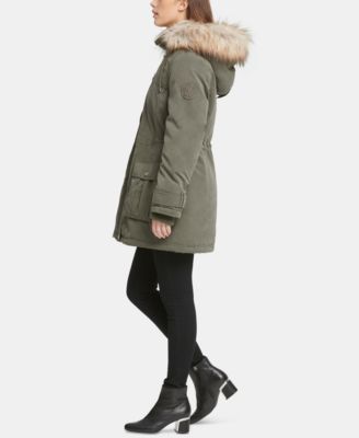 dkny anorak with faux fur trim