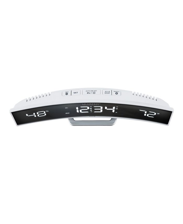 La Crosse Technology White Curved Alarm Clock with Mirrored LED Lens