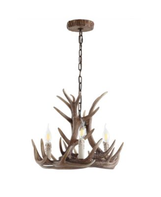 Eldora 18" Adjustable Resin Antler 3-Light LED Chandelier