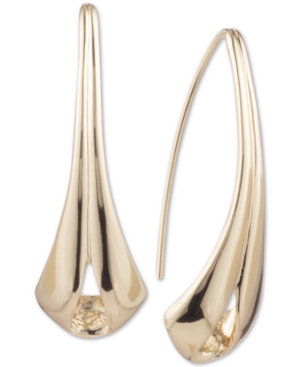 image of Anne Klein Gold-Tone Folded Ribbon Threader Earrings