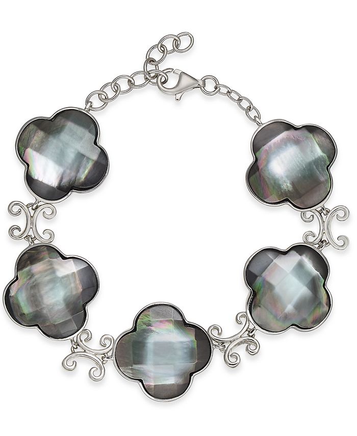 Macy's - Mother-of-Pearl Clover Link Bracelet in Sterling Silver