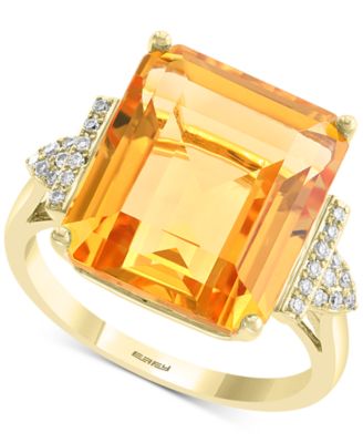 EFFY Collection - Citrine (12-1/3 ct. t.w.) & Diamond (1/10 ct. t.w.) Statement Ring in 14k Gold