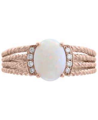 EFFY Collection - Opal (9/10 ct. t.w.) & Diamond Accent Rope-Look Multi-Row Ring in 14k Rose Gold