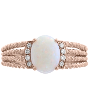 image of Effy Opal (9/10 ct. t.w.) & Diamond Accent Rope-Look Multi-Row Ring in 14k Rose Gold