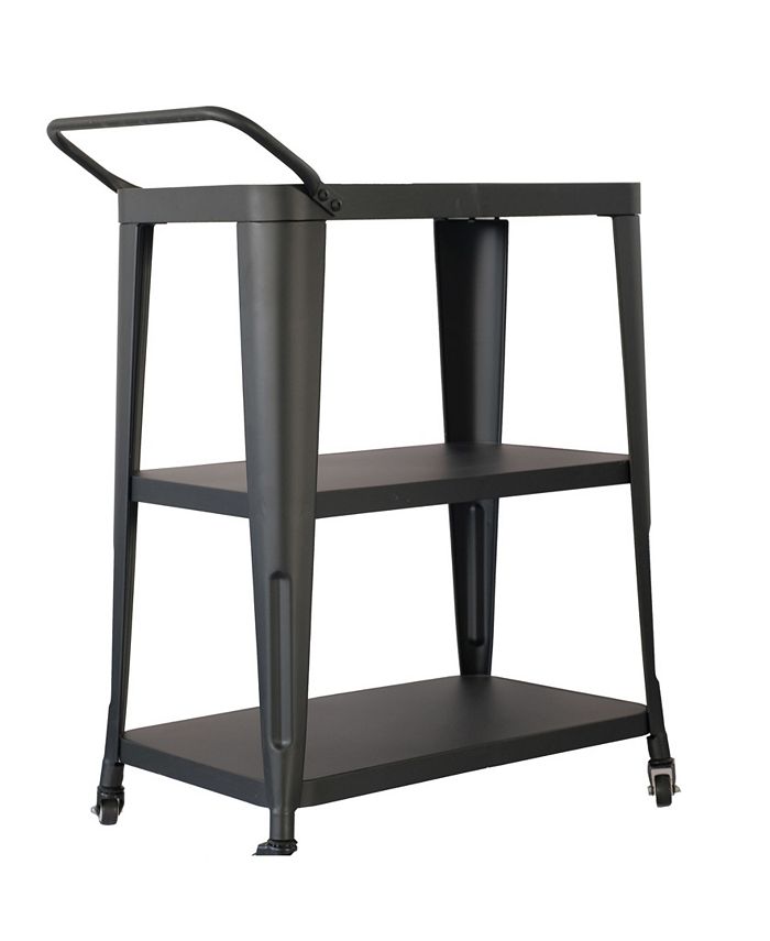 3-Tier Industrial Dining Cart | Black Metal Frame, Swivel Wheels, and Portable Serving