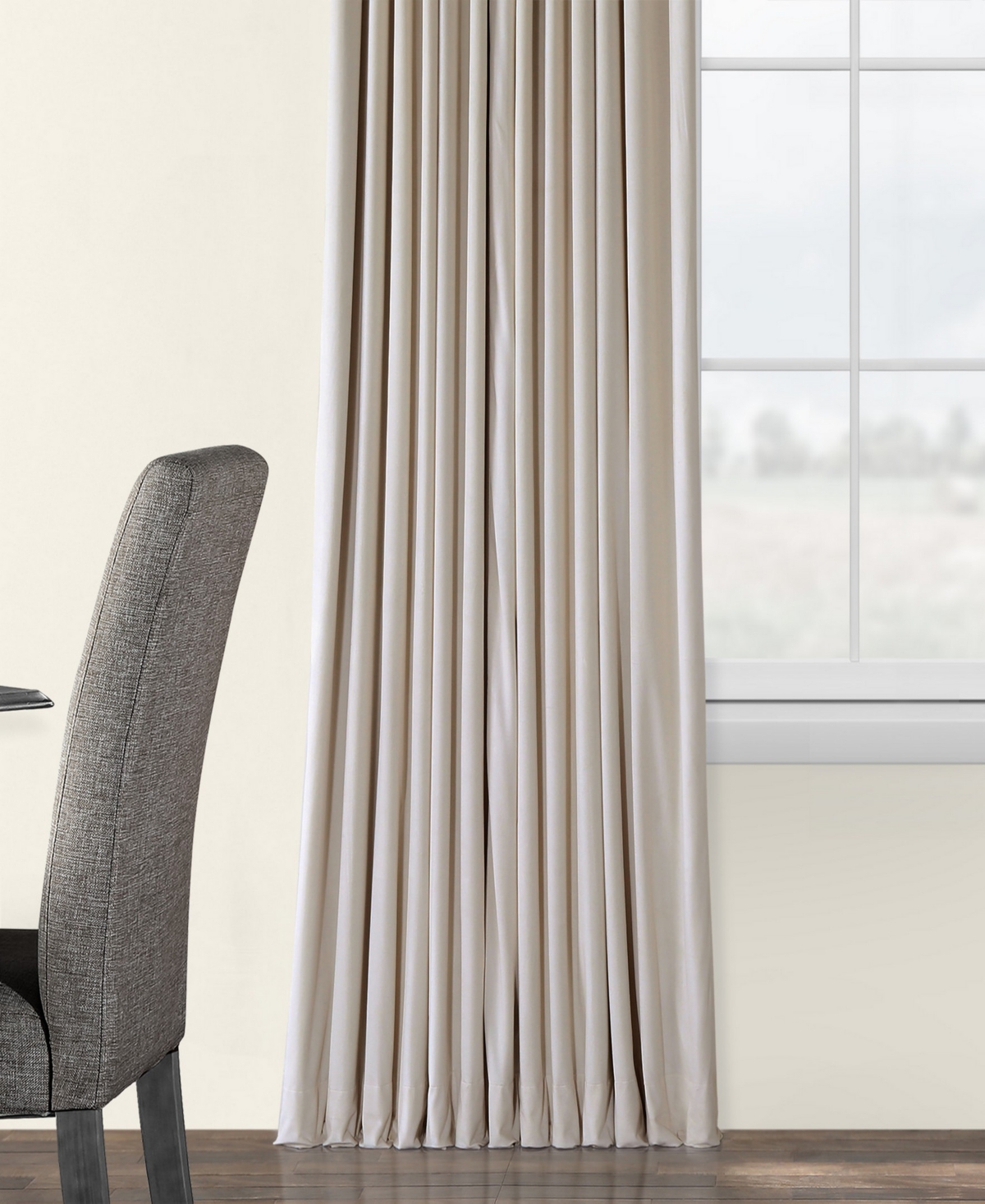 Half Price Drapes Ivory Signature Extra Wide Velvet Blackout Curtain In Cream