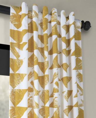 Triad Gold Geometric Printed Cotton Room Darkening Curtain