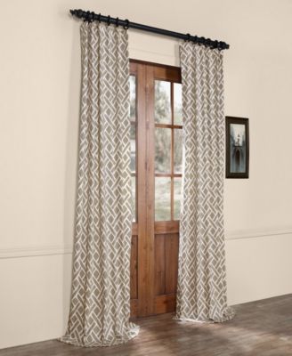 Martinique Taupe Geometric Printed Cotton Room Darkening Curtain