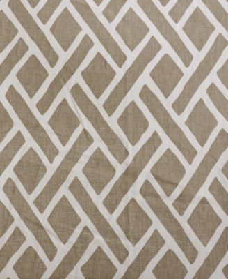 Martinique Taupe Geometric Printed Cotton Room Darkening Curtain