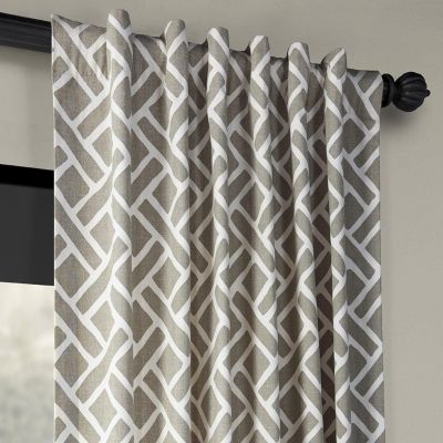 Martinique Taupe Geometric Printed Cotton Room Darkening Curtain